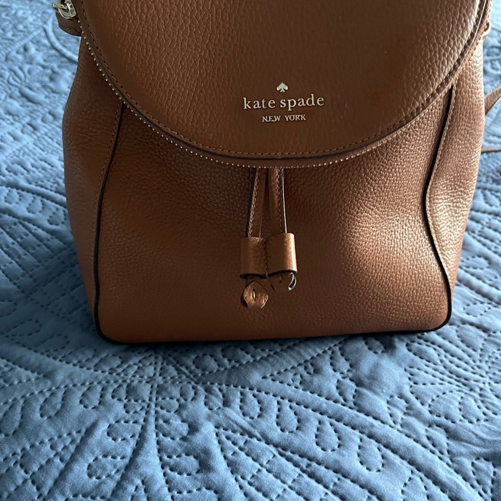 Kate Spade Brown Backpack with Pebbled Leather and Gold Hardware-Brand new Leila